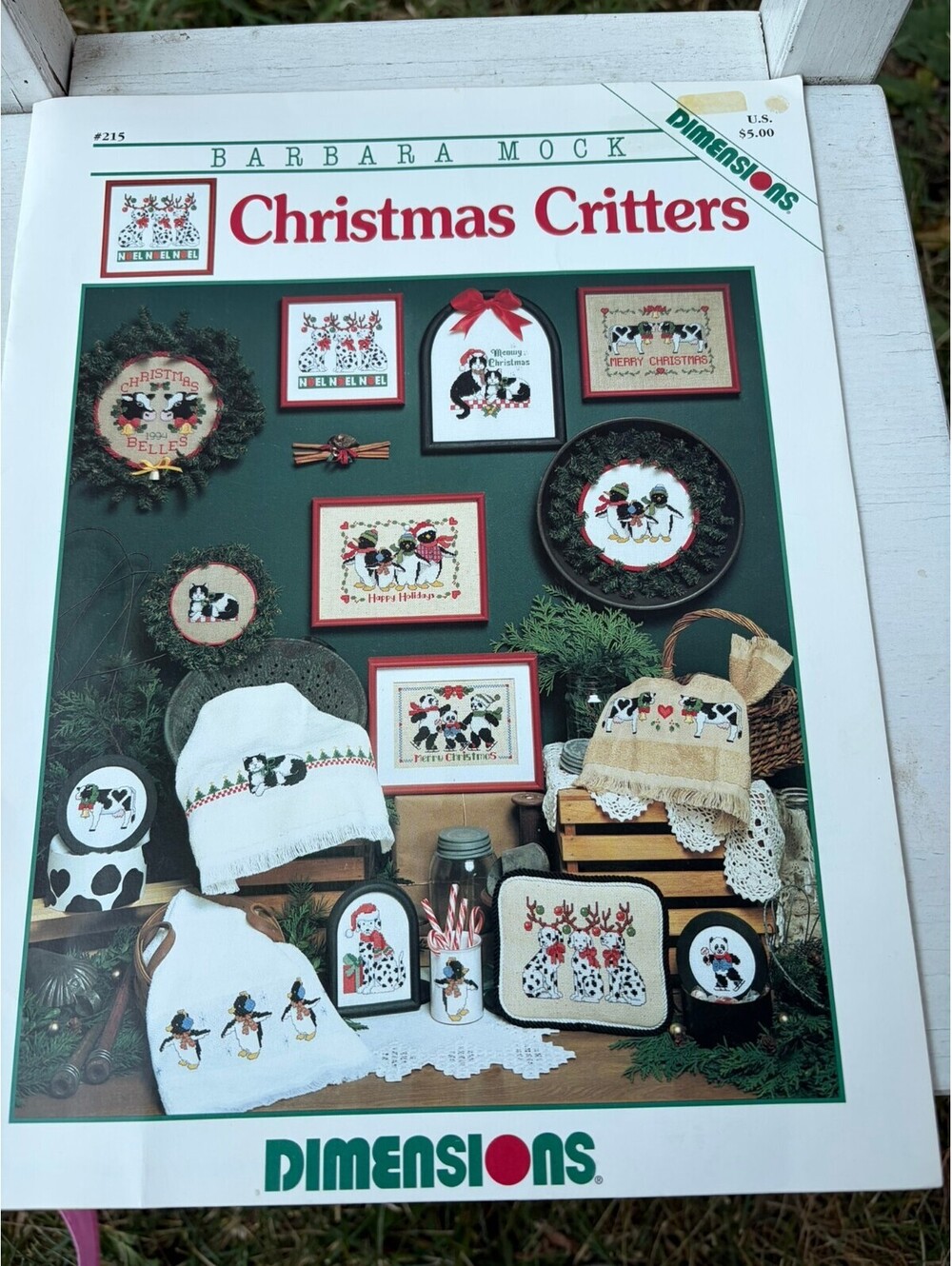 Vintage 1993 Dimensions Christmas Critters Cross Stitch Pattern Book #215